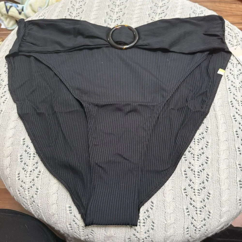 Summersalt Swimsuit Bikini Bottom Women's Size 20 Black Ribbed Wanderlust NWT